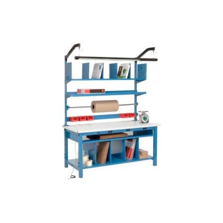 Global Equipment Complete Packing Workbench W/Power Apron, ESD Safety Edge, 60"W x 30"D 244189B